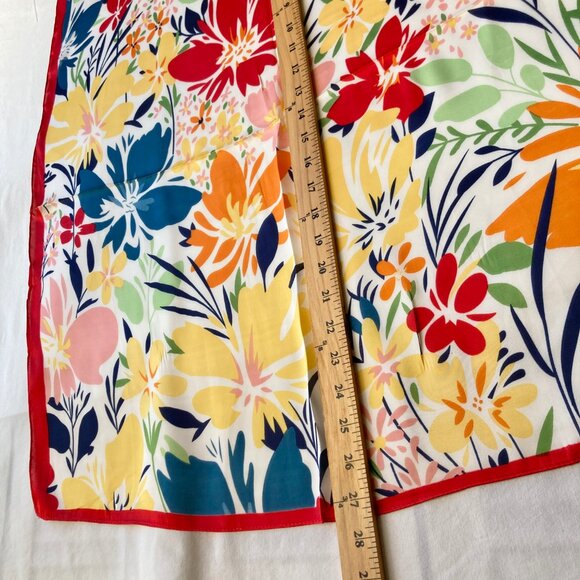 Floral Flower Scarf Wrap Multicolor Square Summer 27" X 27" Red Blue Yellow Pink - Picture 9 of 14